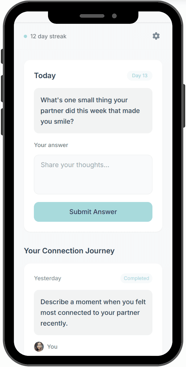 Reconnect daily question screen